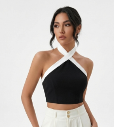 Astra Wren Crisscross Halter Neck Crop Top